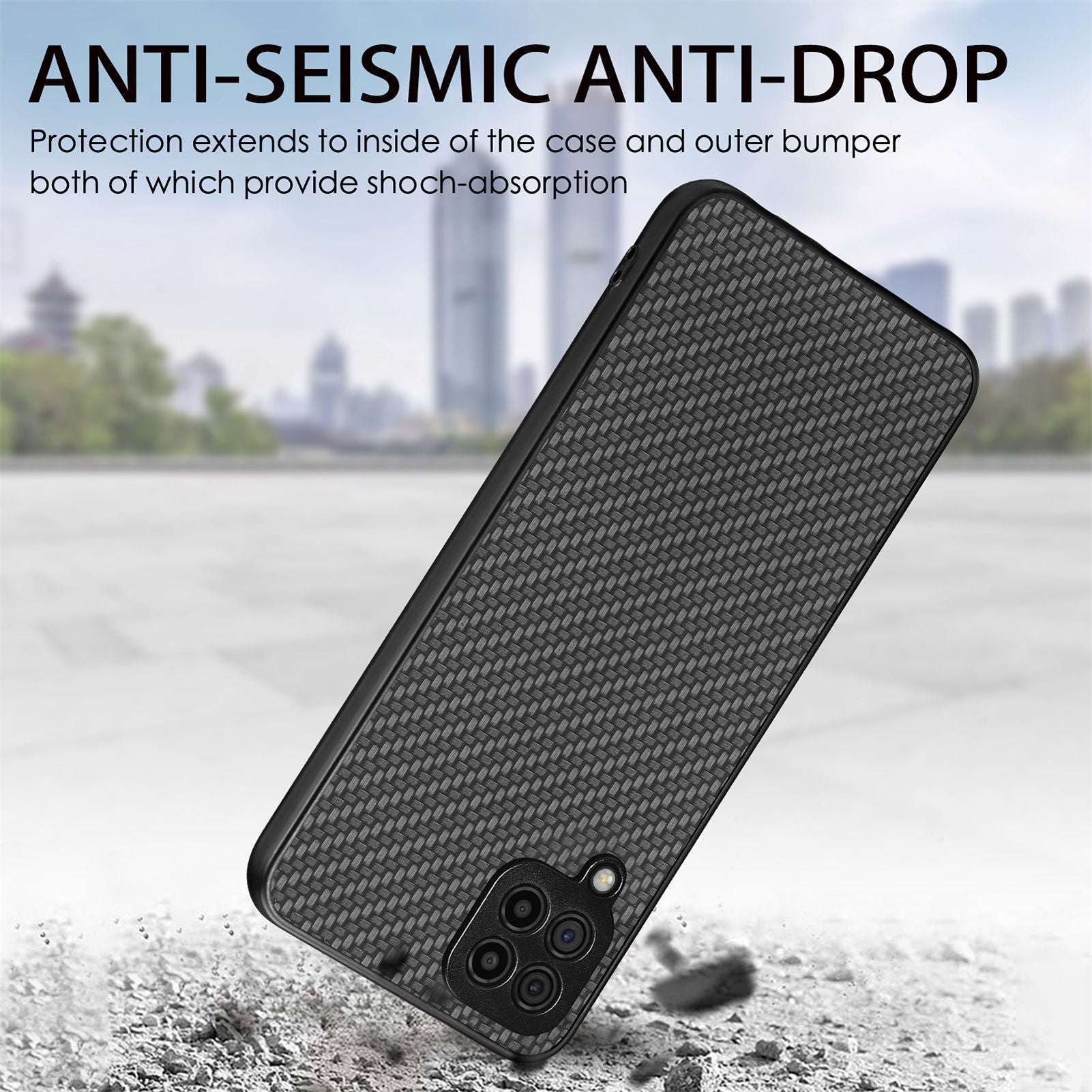 Anti-fall Phone Case For Samsung Galaxy A22 4G (EU Version) / M32 (Global Version) 4G Carbon Fiber Texture PU Leather Coated PC TPU Cell Phone Cover Anti-fall Phone Case For Samsung Galaxy A22 4G (EU Version) / M32 (Global Version) 4G Carbon Fiber Texture PU Leather Coated PC TPU Cell Phone Cover